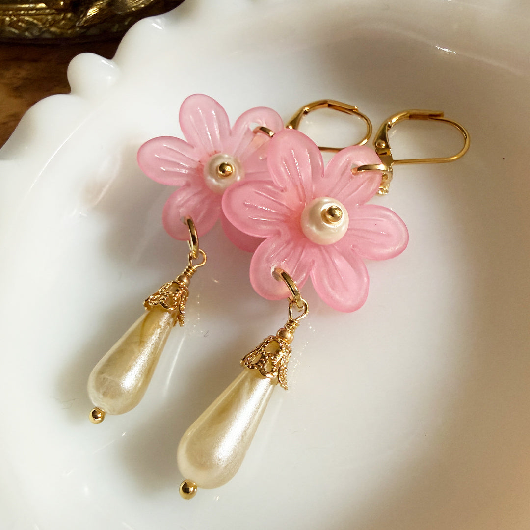 Cherry Blossom Drop Earrings PINK
