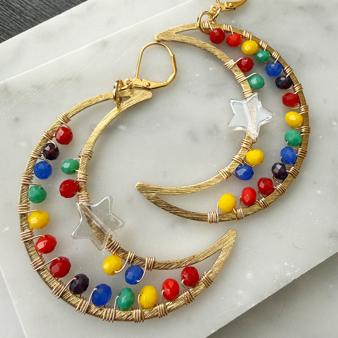 Prideful Crescent Moon Earrings