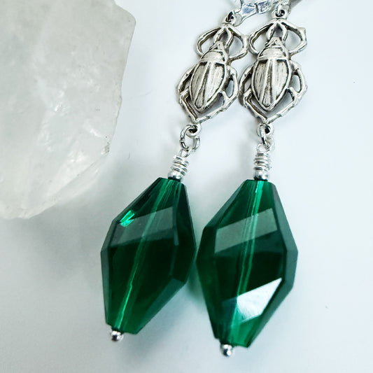 Scarab Emerald Earrings