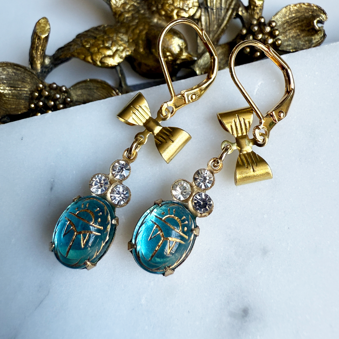 Elizabeth Scarab Bow Earrings