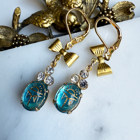 Elizabeth Scarab Bow Earrings