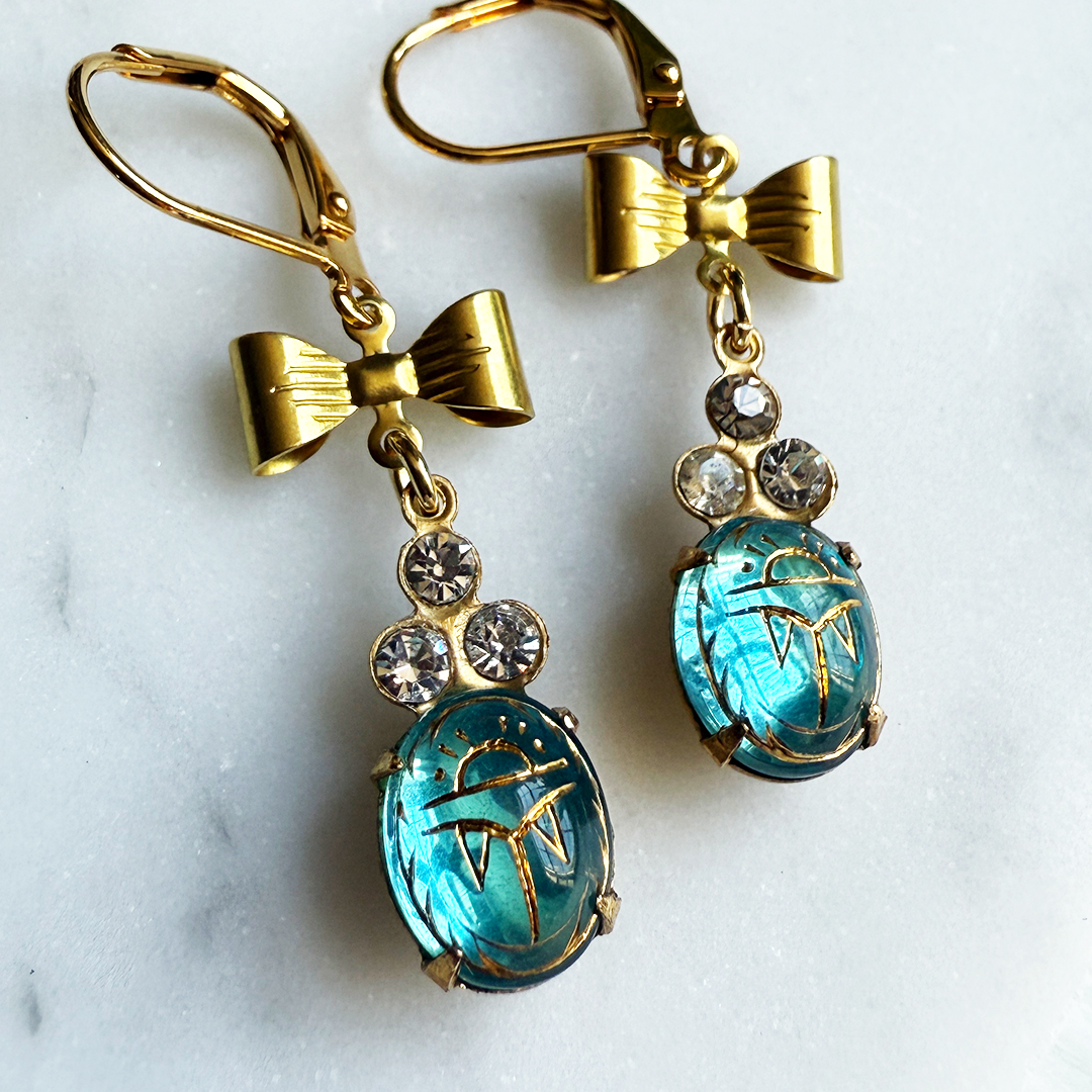 Elizabeth Scarab Bow Earrings