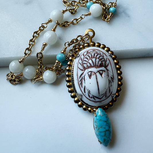 Turquoise Scarab Amulet Necklace