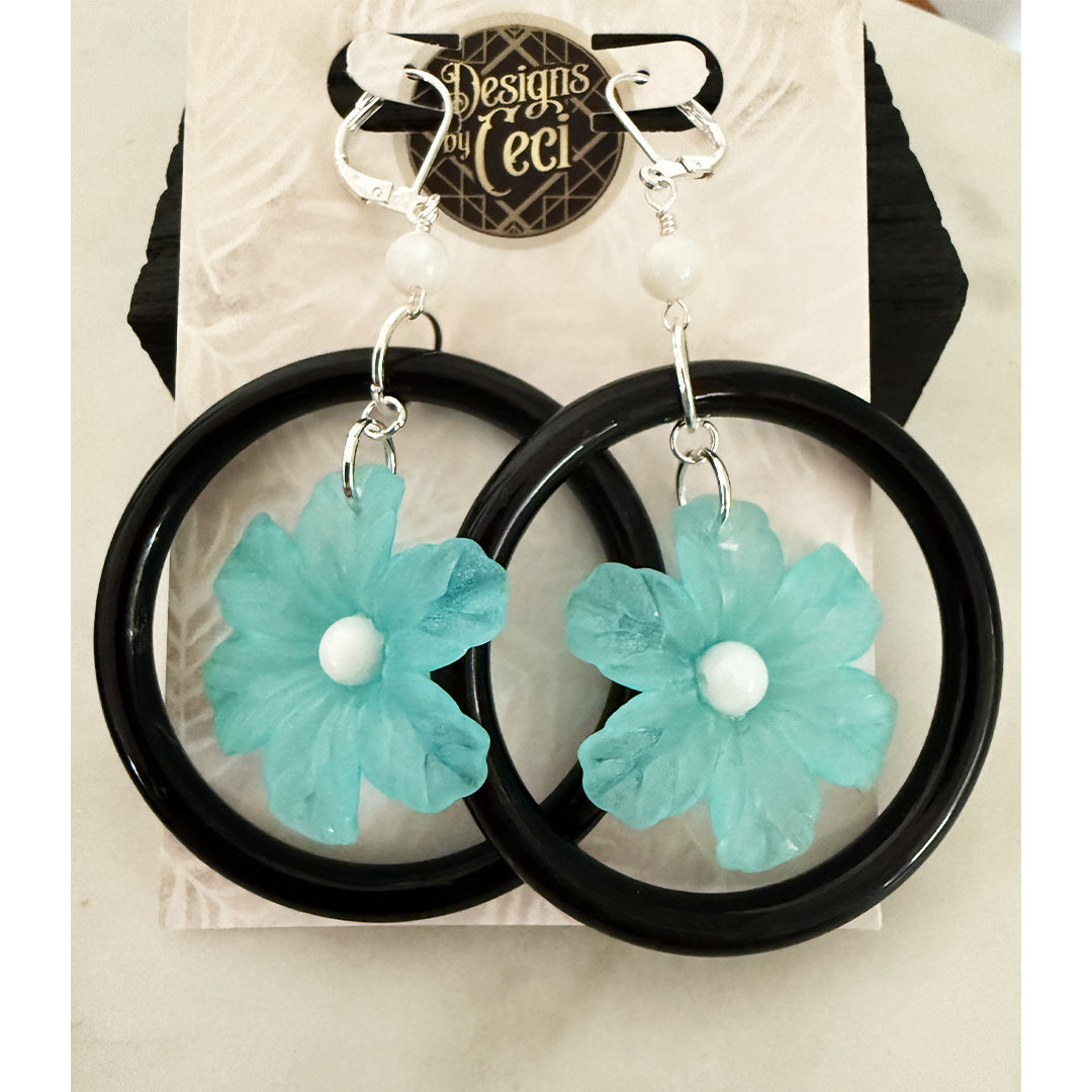 Mod Daisy Hoops (Light Blue)