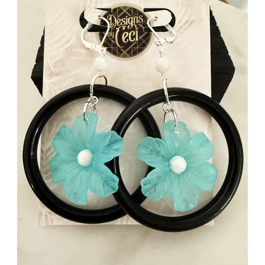 Mod Daisy Hoops (Light Blue)