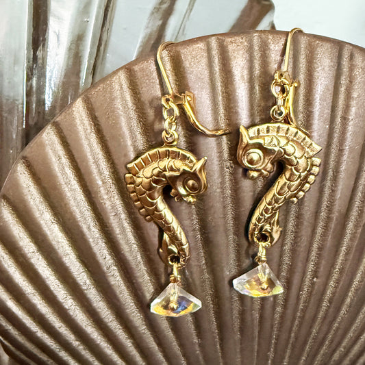 Eterna Seahorse Earrings Citrine Crystal