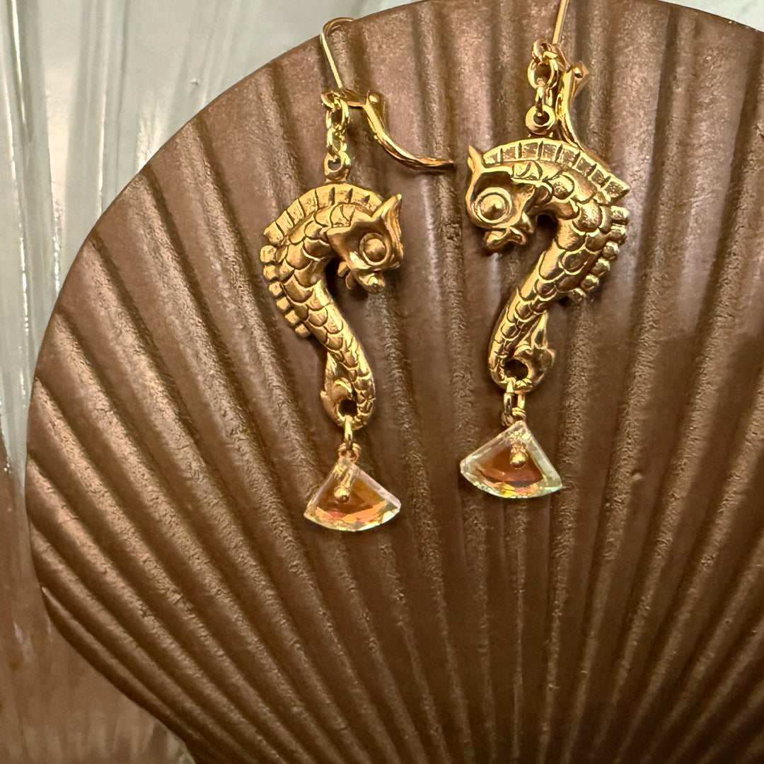 Eterna Seahorse Earrings Citrine Crystal