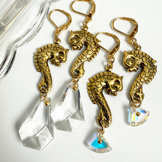 Eterna Seahorse Earrings Citrine Crystal