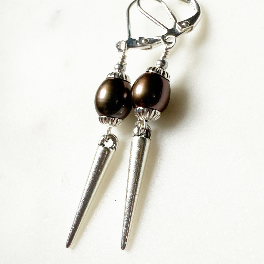 Baroque Pearl Spike Earrings