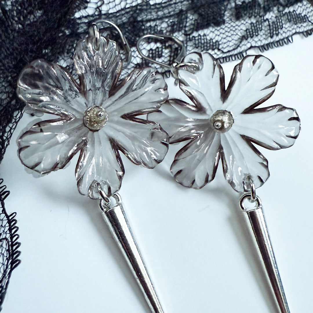 Steel Bloom Floral earrings
