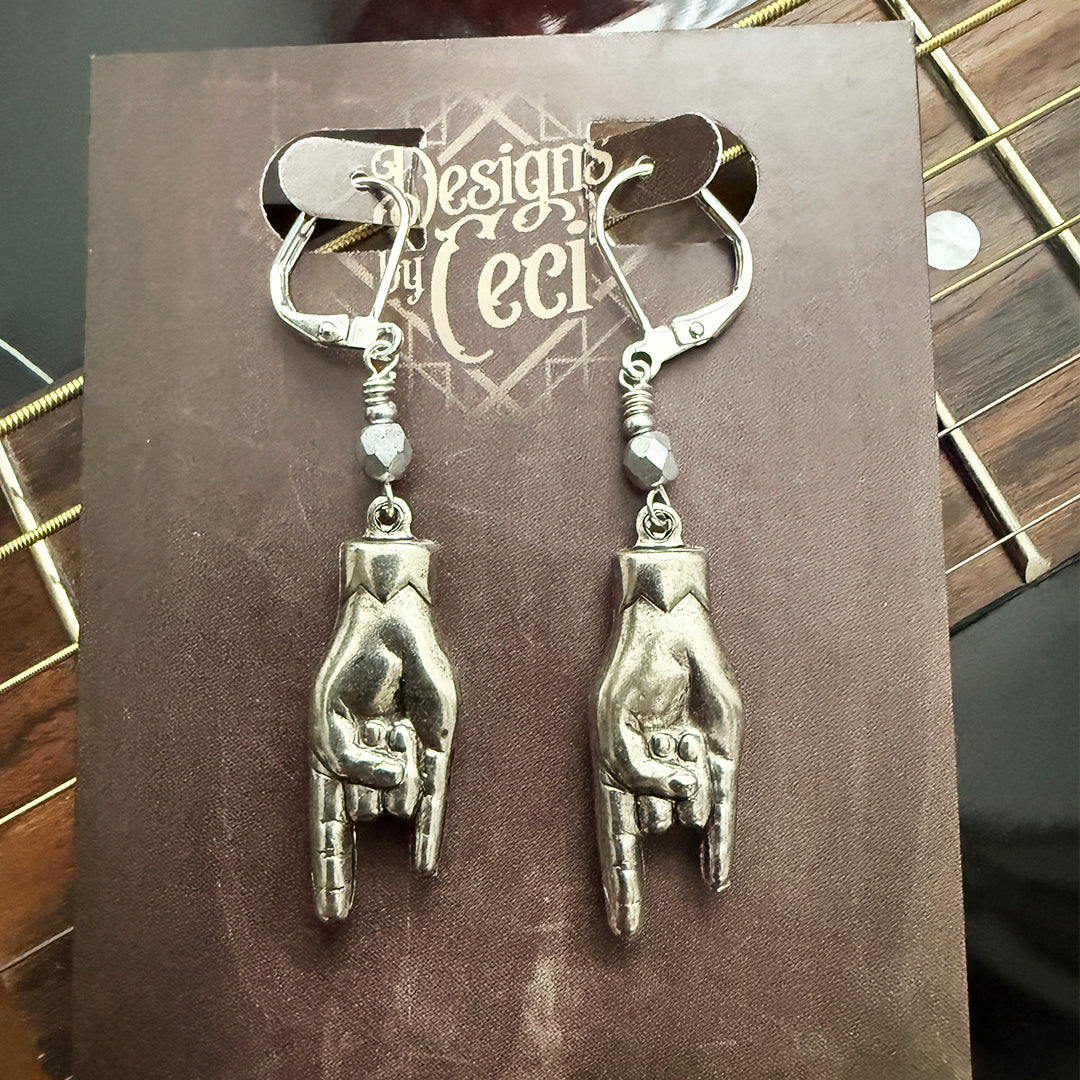 Rock On Hands Dangle Earrings