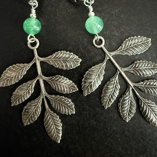 Leaf Stem Earrings Silver