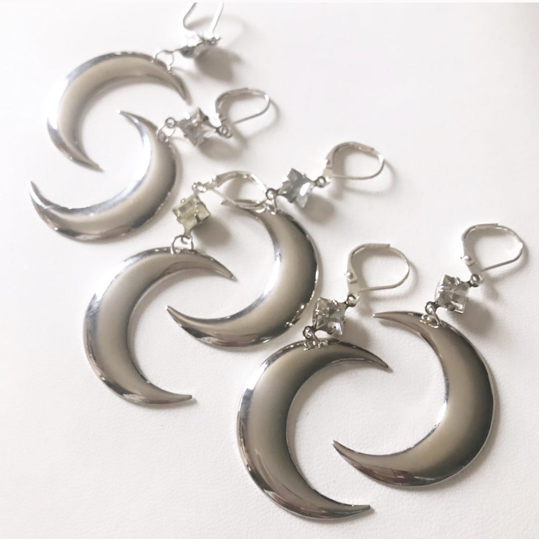 Crescent Moon Earrings Silver