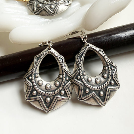 Sacred Oval Hoop Earrings SILVER