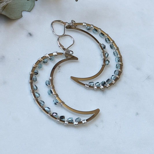Silver Mist Crescent Moon earrings