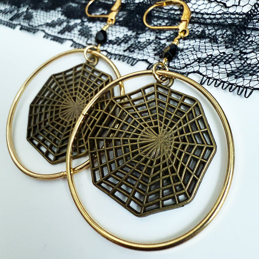 Golden Web Hoop Earrings