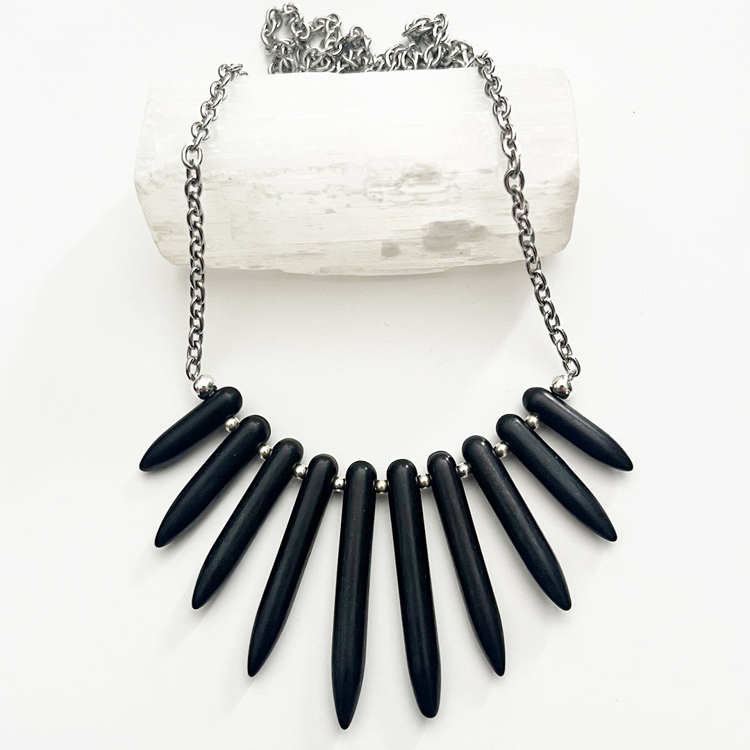 Black Stone Spike Necklace