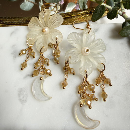 Moon Blossoms Statement Earrings