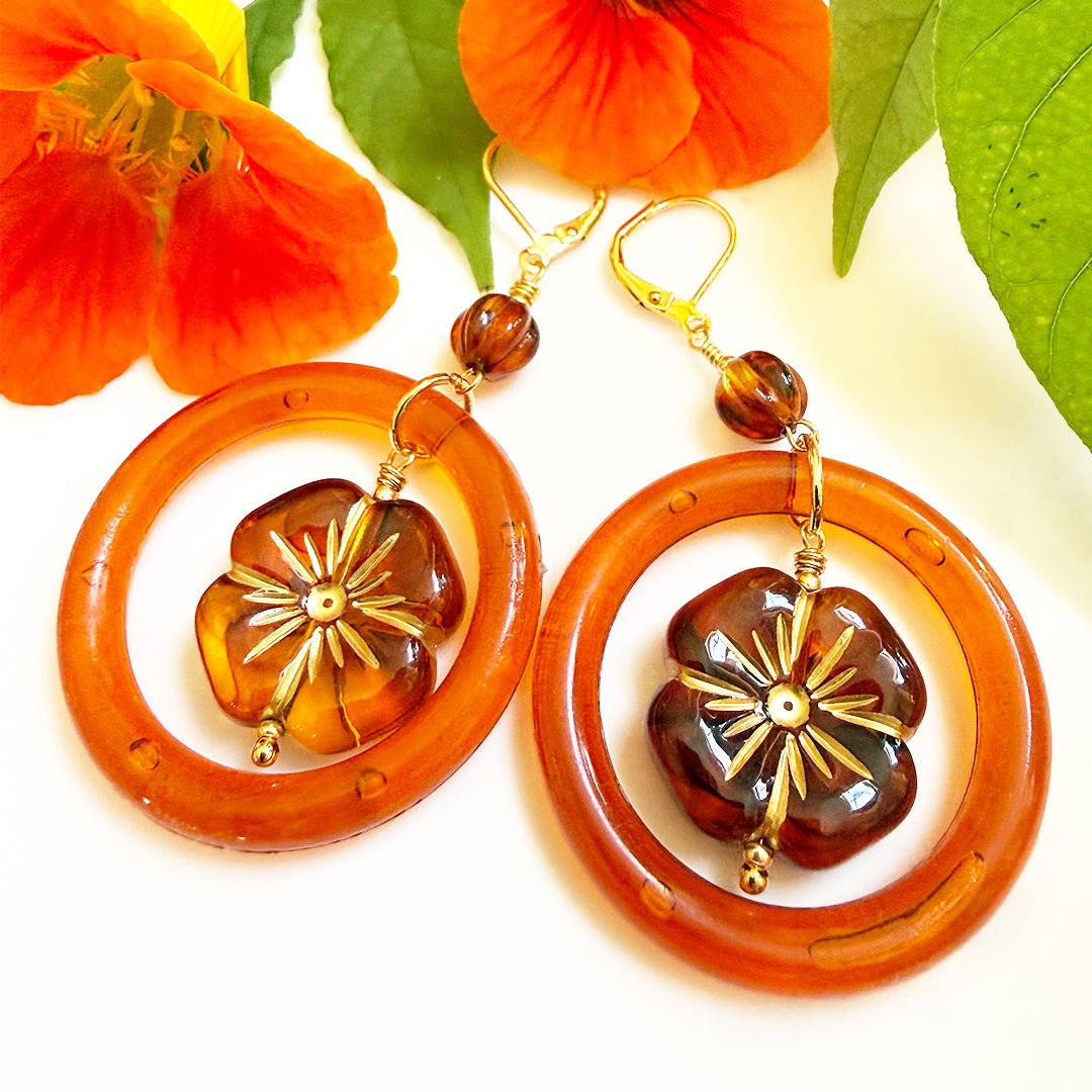 Hibiscus Sunset Hoop earrings