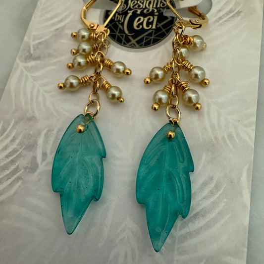 Leafy Pearl Drops Teal