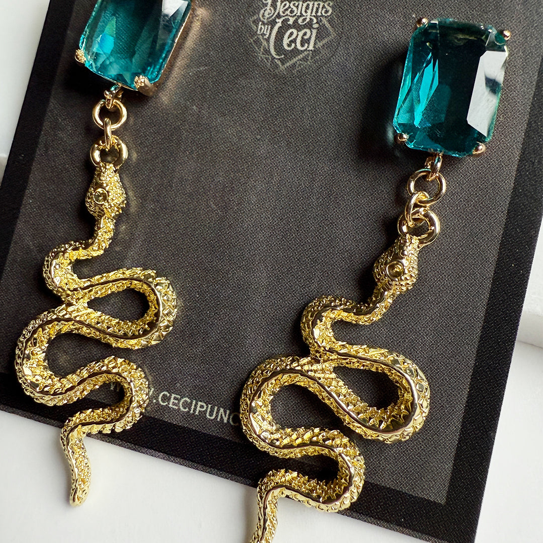 Snake Gem Drop Earrings