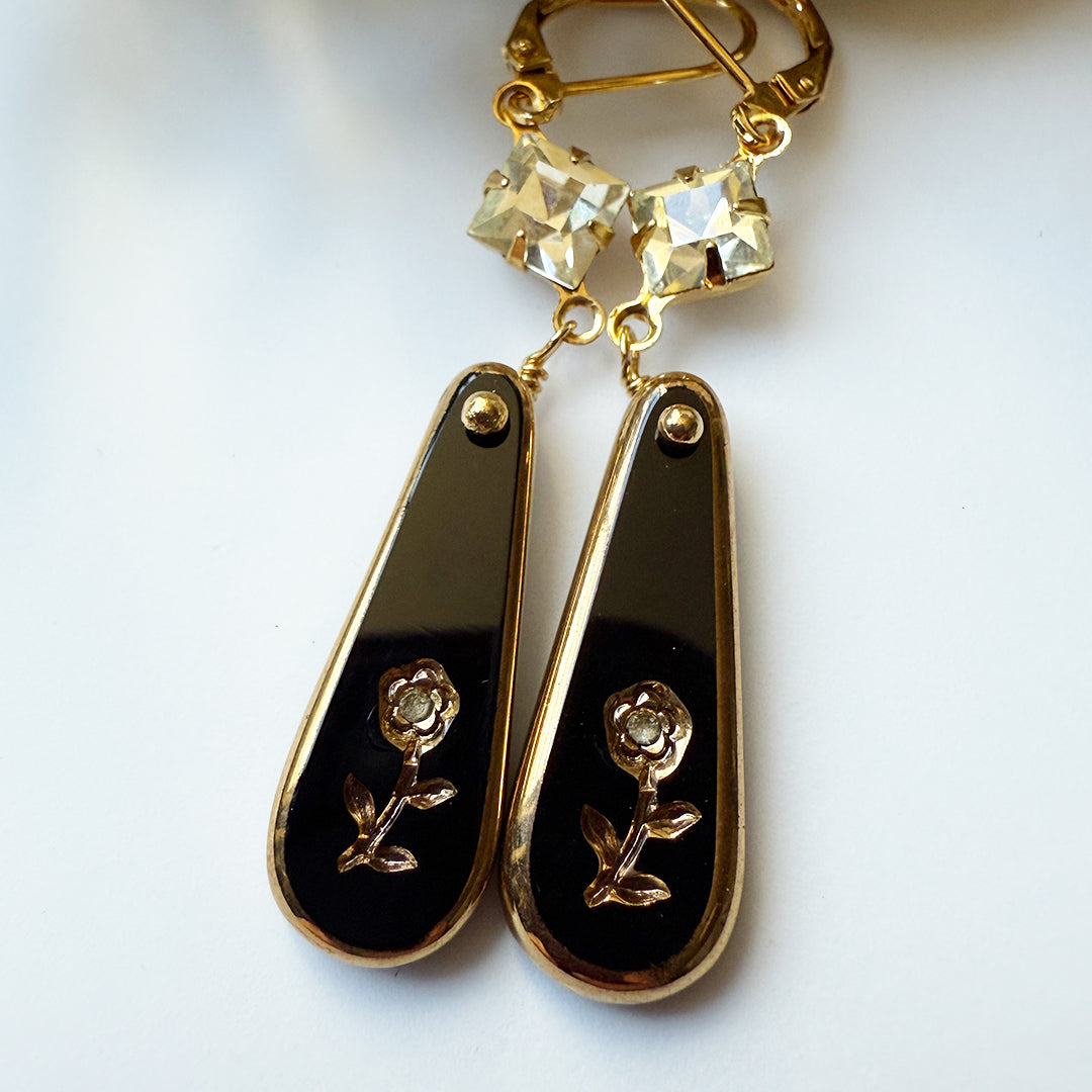 Noir Bloom Teardrop Earrings