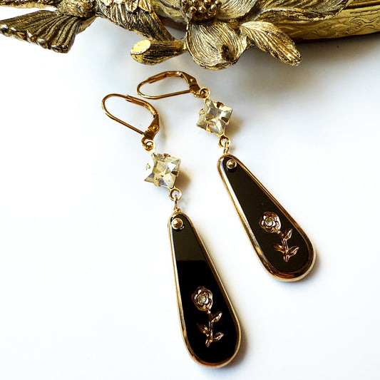 Noir Bloom Teardrop Earrings
