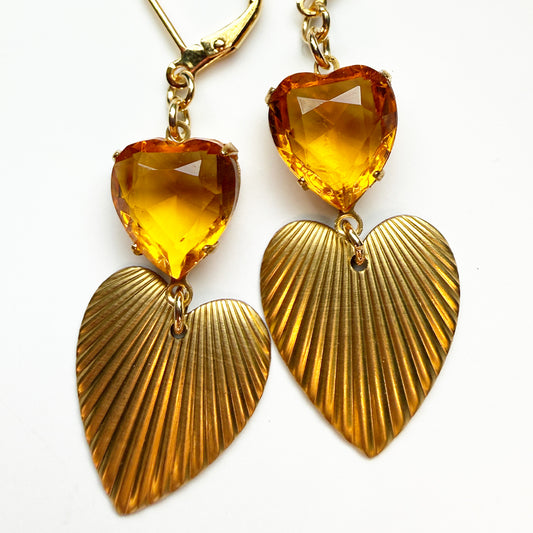 Topaz Gilded Hearts Earrings