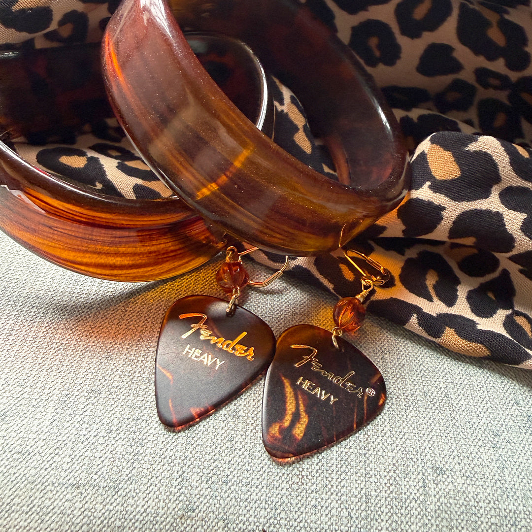 Sunset Sessions Tortoise Guitar Pick Earrings