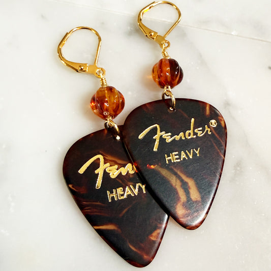 Sunset Sessions Tortoise Guitar Pick Earrings