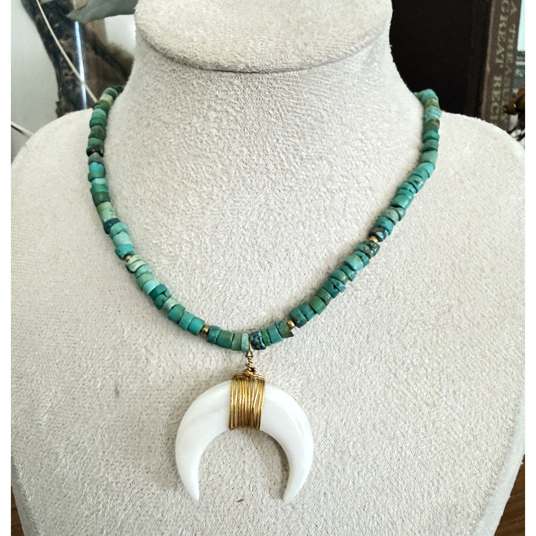 Desert Moon Heishi Crescent Horn Necklace