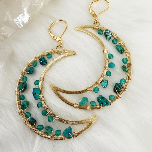 Turquoise Geode Crescent Moons