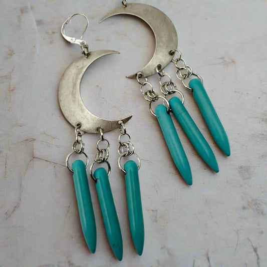 Gathering Crescent Moon Earrings Turq