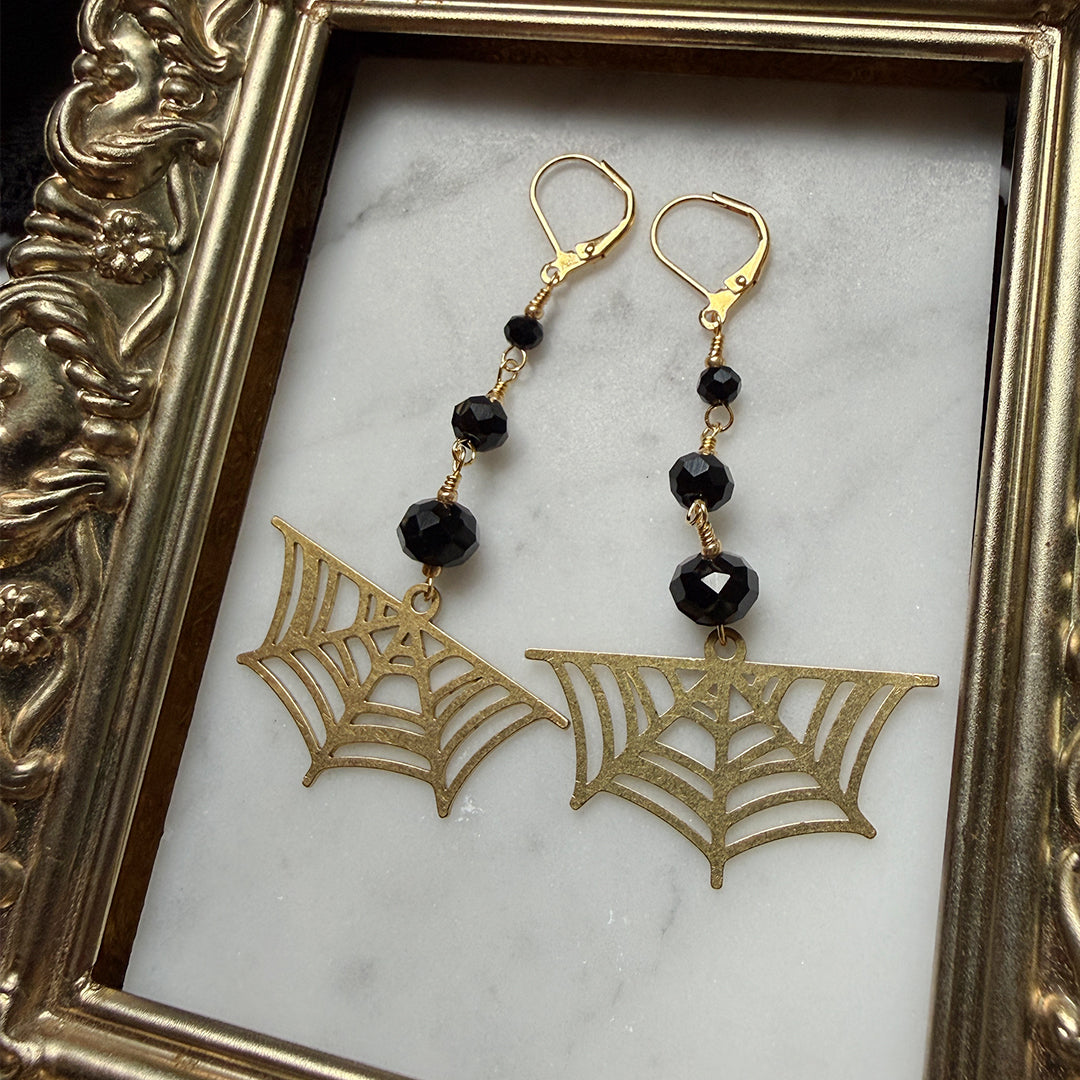 Golden Web Drop Earrings
