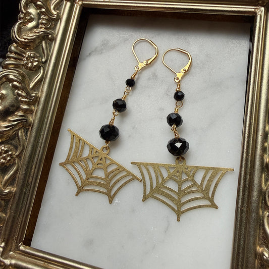 Golden Web Drop Earrings