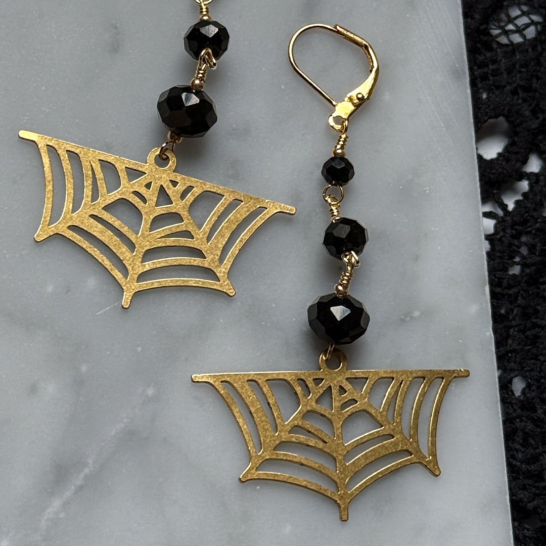 Golden Web Drop Earrings